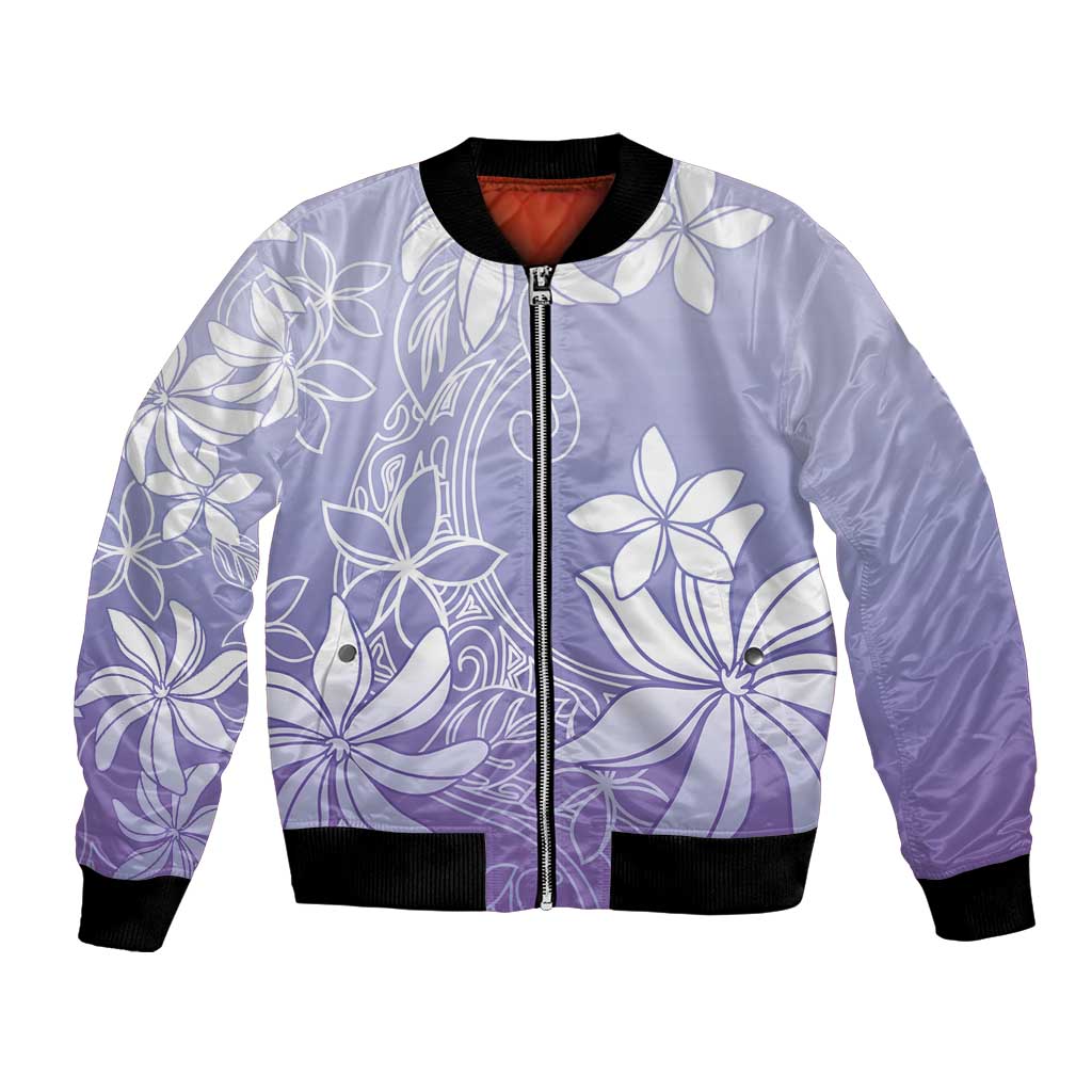 Tiare Tahiti Bomber Jacket Purple Polynesia Motifs LT05 Unisex Purple - Polynesian Pride