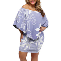 Tiare Tahiti Off Shoulder Short Dress Purple Polynesia Motifs LT05 Women Purple - Polynesian Pride