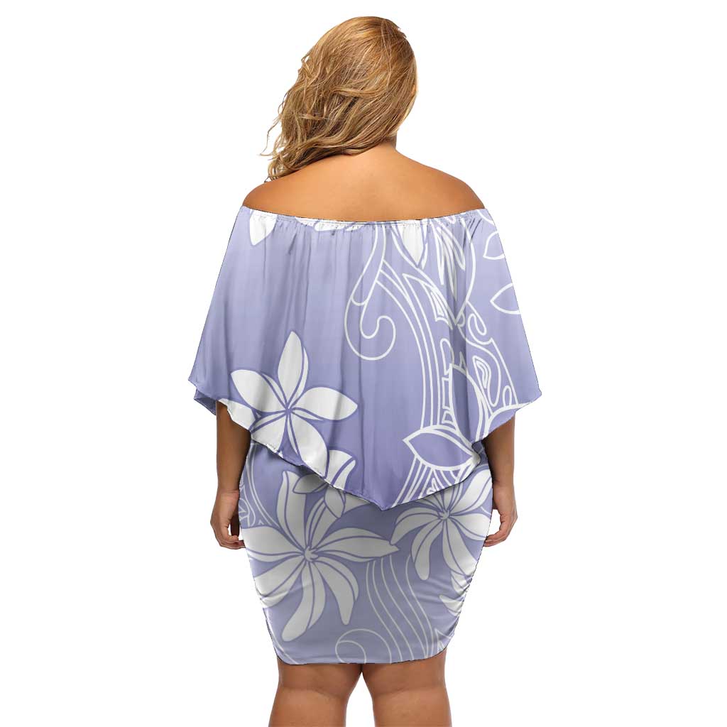 Tiare Tahiti Off Shoulder Short Dress Purple Polynesia Motifs LT05 - Polynesian Pride