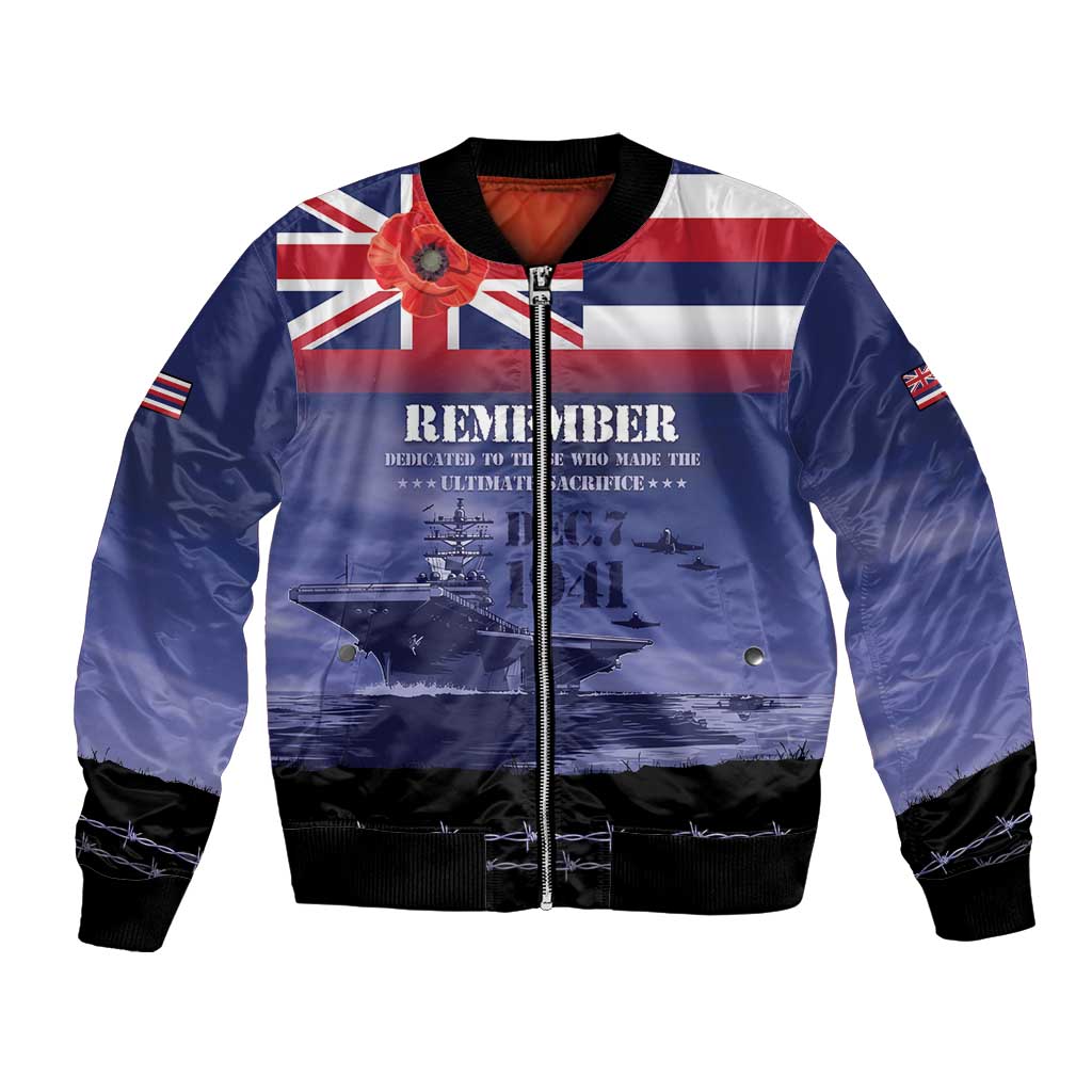 Hawaii Pearl Harbor Remembrance Day Bomber Jacket Flag Style LT05 Unisex Blue - Polynesian Pride