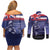 Hawaii Pearl Harbor Remembrance Day Couples Matching Off Shoulder Short Dress and Long Sleeve Button Shirt Flag Style