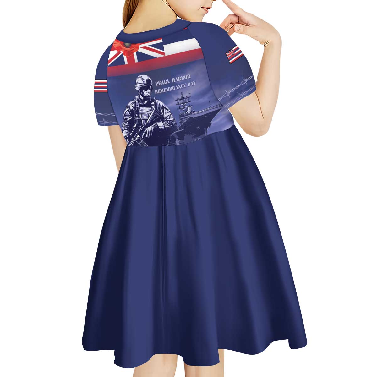 Hawaii Pearl Harbor Remembrance Day Kid Short Sleeve Dress Flag Style LT05 - Polynesian Pride