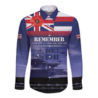Hawaii Pearl Harbor Remembrance Day Long Sleeve Button Shirt Flag Style LT05 Unisex Blue - Polynesian Pride