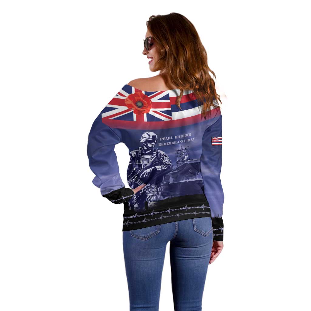 Hawaii Pearl Harbor Remembrance Day Off Shoulder Sweater Flag Style LT05 - Polynesian Pride