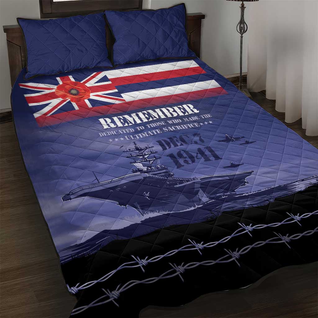 Hawaii Pearl Harbor Remembrance Day Quilt Bed Set Flag Style LT05 Blue - Polynesian Pride