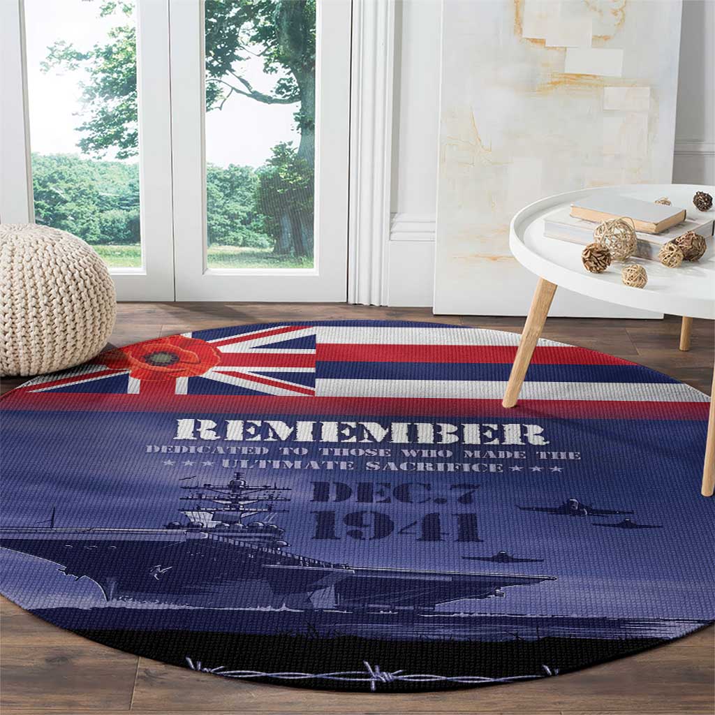 Hawaii Pearl Harbor Remembrance Day Round Carpet Flag Style LT05 - Polynesian Pride