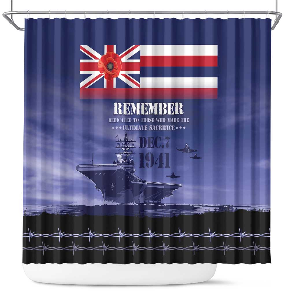 Hawaii Pearl Harbor Remembrance Day Shower Curtain Flag Style LT05 Blue - Polynesian Pride