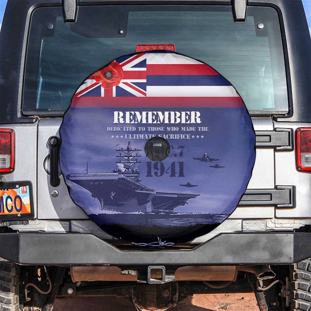 Hawaii Pearl Harbor Remembrance Day Spare Tire Cover Flag Style LT05 Blue - Polynesian Pride