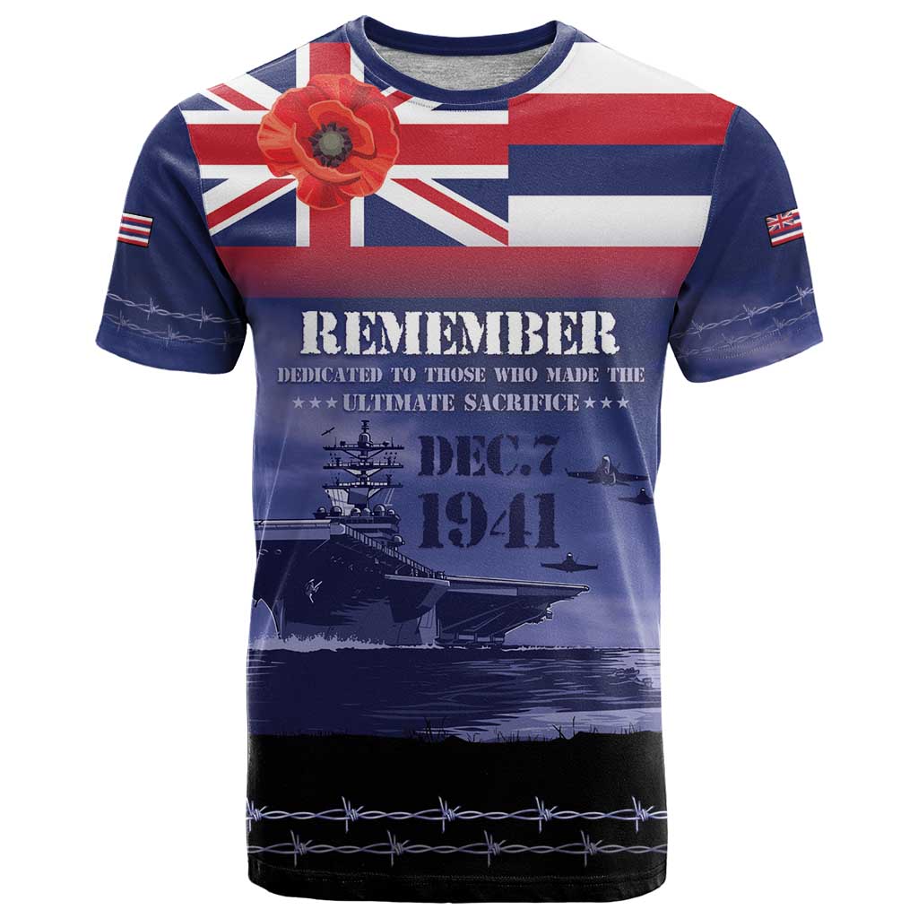 Hawaii Pearl Harbor Remembrance Day T Shirt Flag Style LT05 Blue - Polynesian Pride