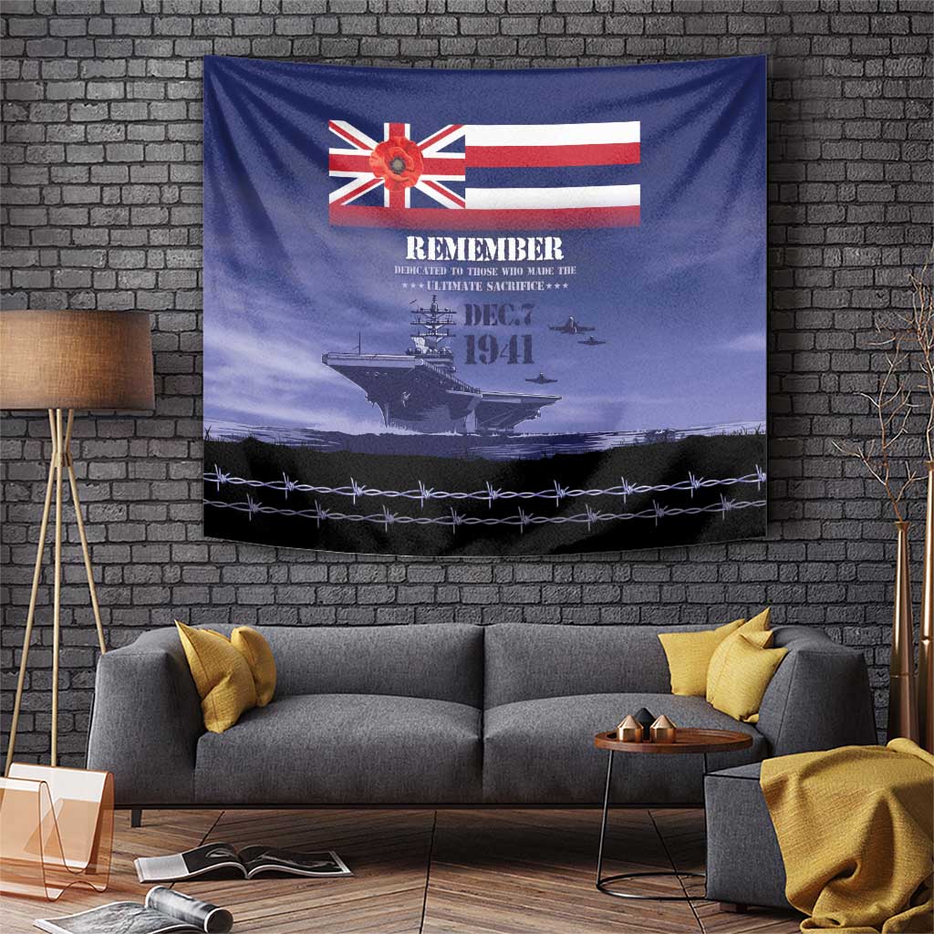 Hawaii Pearl Harbor Remembrance Day Tapestry Flag Style LT05 Blue - Polynesian Pride