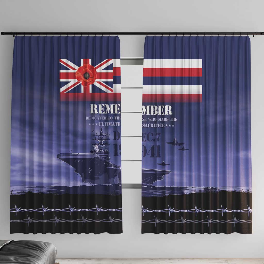 Hawaii Pearl Harbor Remembrance Day Window Curtain Flag Style LT05 With Hooks Blue - Polynesian Pride