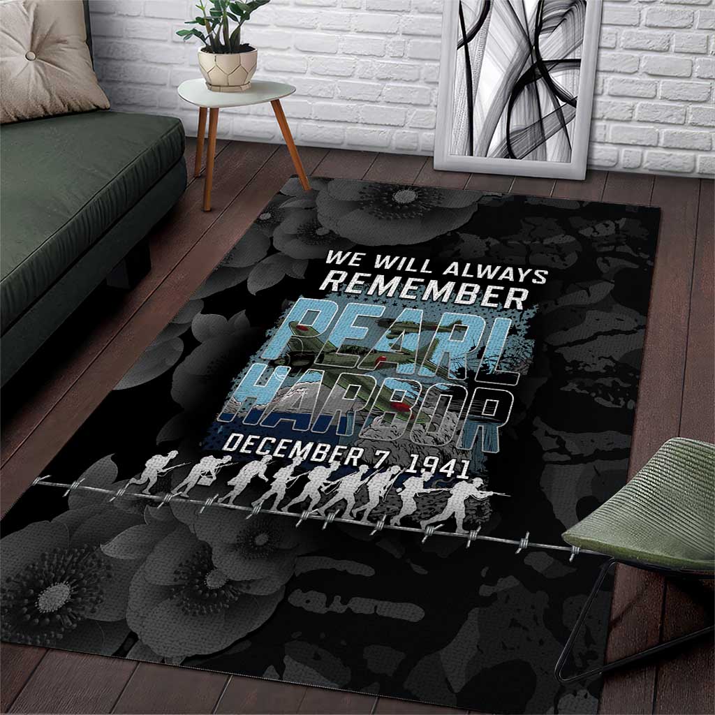 Pearl Harbor Remembrance Day Area Rug We Will Always Remember LT05 Black - Polynesian Pride