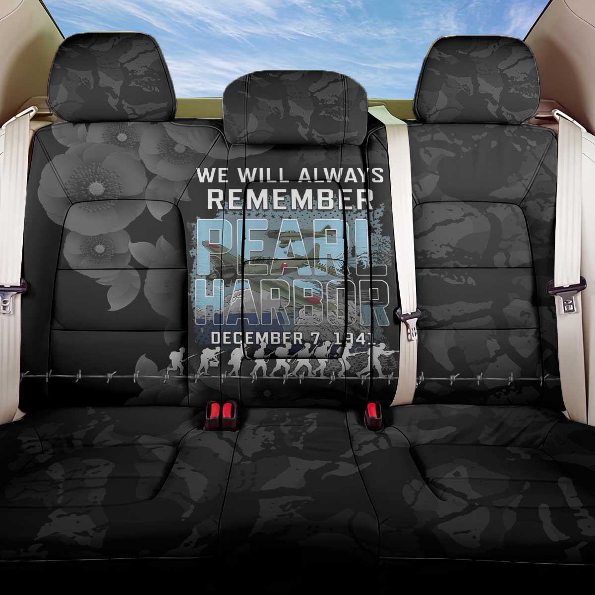 Pearl Harbor Remembrance Day Back Car Seat Cover We Will Always Remember LT05 One Size Black - Polynesian Pride