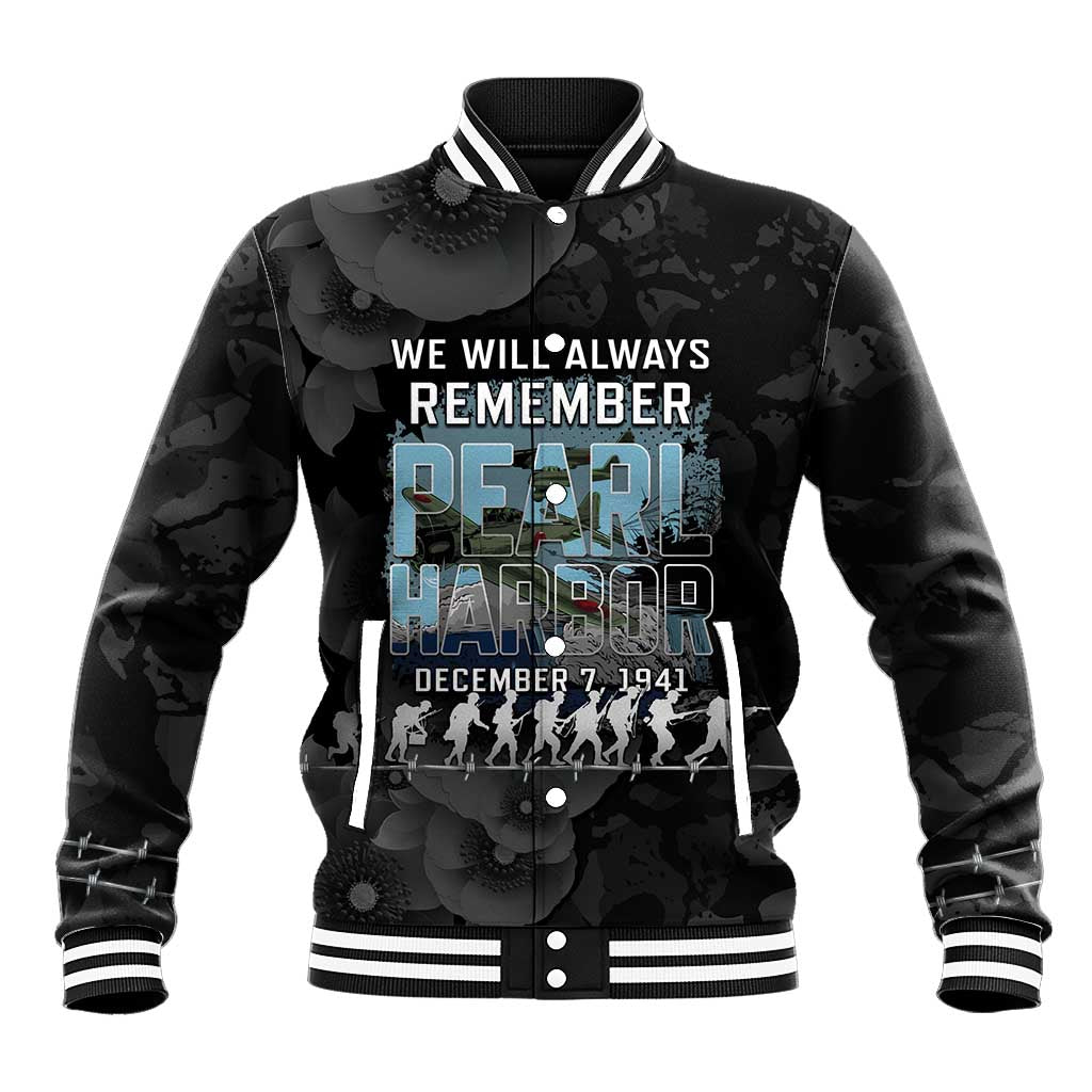 Personalized Pearl Harbor Remembrance Day Baseball Jacket We Will Always Remember LT05 Unisex Black - Polynesian Pride
