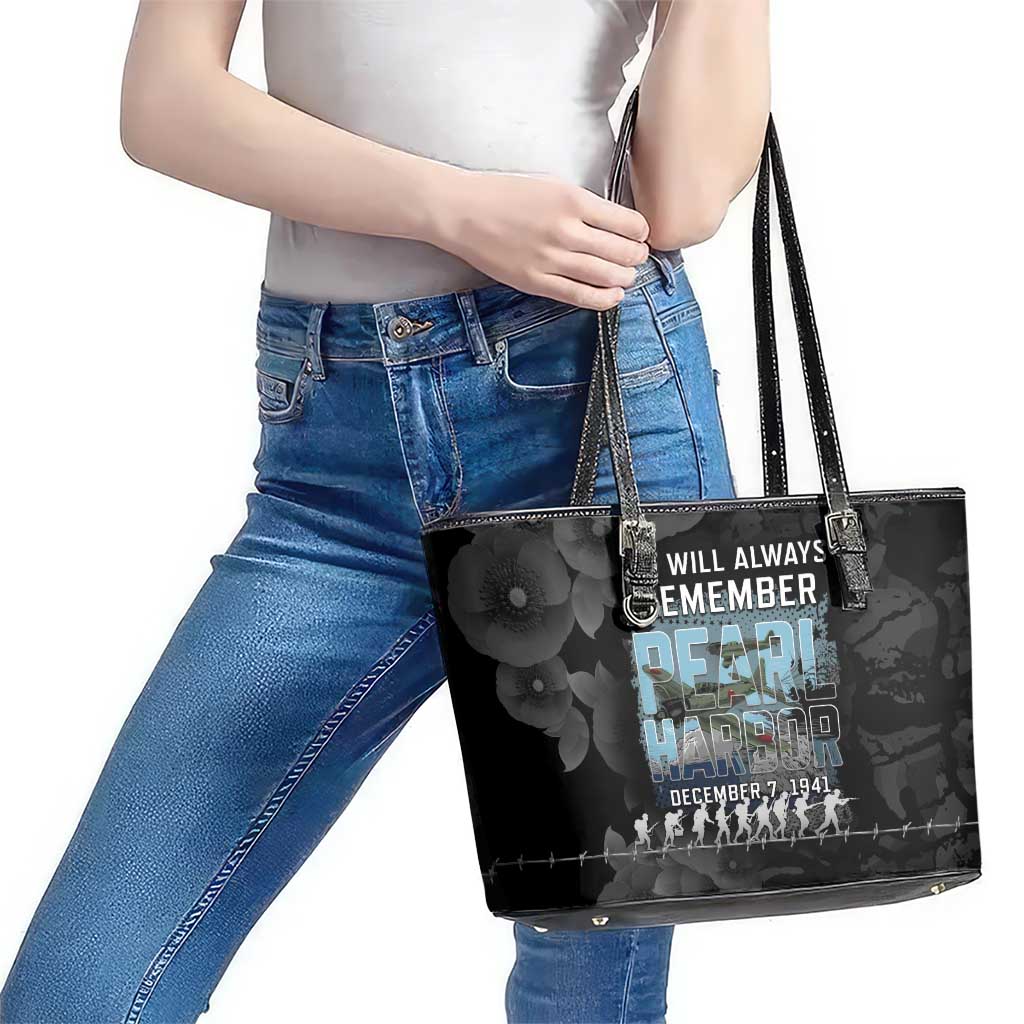 Pearl Harbor Remembrance Day Leather Tote Bag We Will Always Remember LT05 - Polynesian Pride