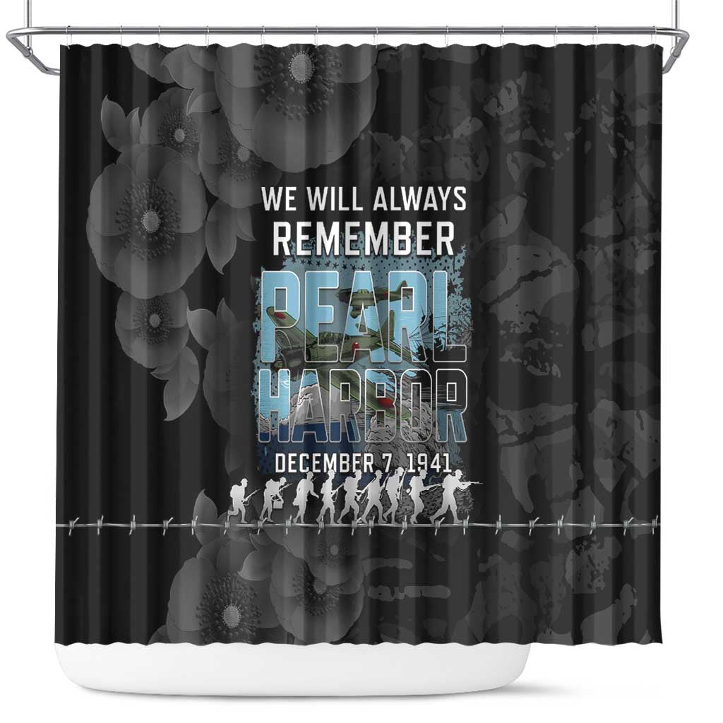 Pearl Harbor Remembrance Day Shower Curtain We Will Always Remember LT05 Black - Polynesian Pride