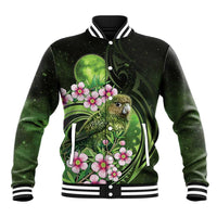 New Zealand Aotearoa Kakapo Baseball Jacket Maori Pattern With Manuka Galaxy Style LT05 Unisex Green - Polynesian Pride