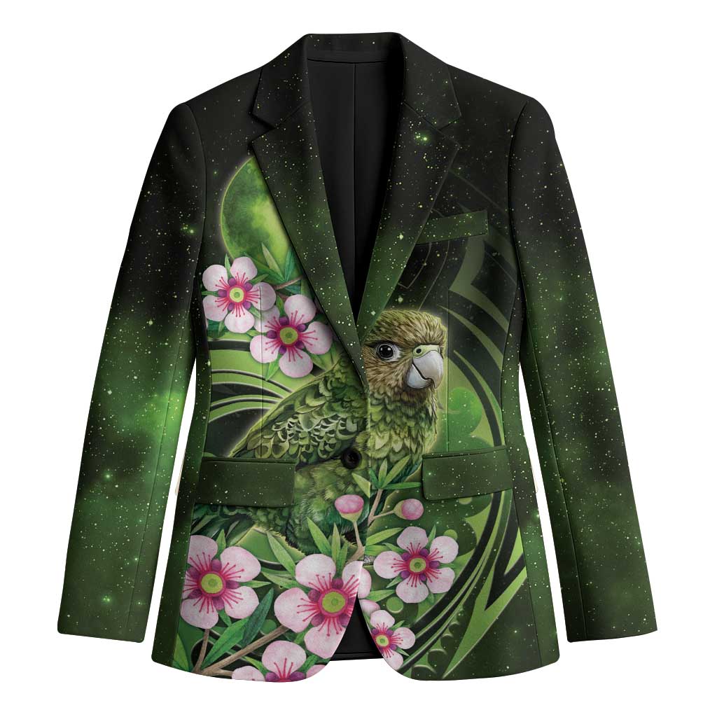 New Zealand Aotearoa Kakapo Blazer Maori Pattern With Manuka Galaxy Style LT05 Unisex Green - Polynesian Pride