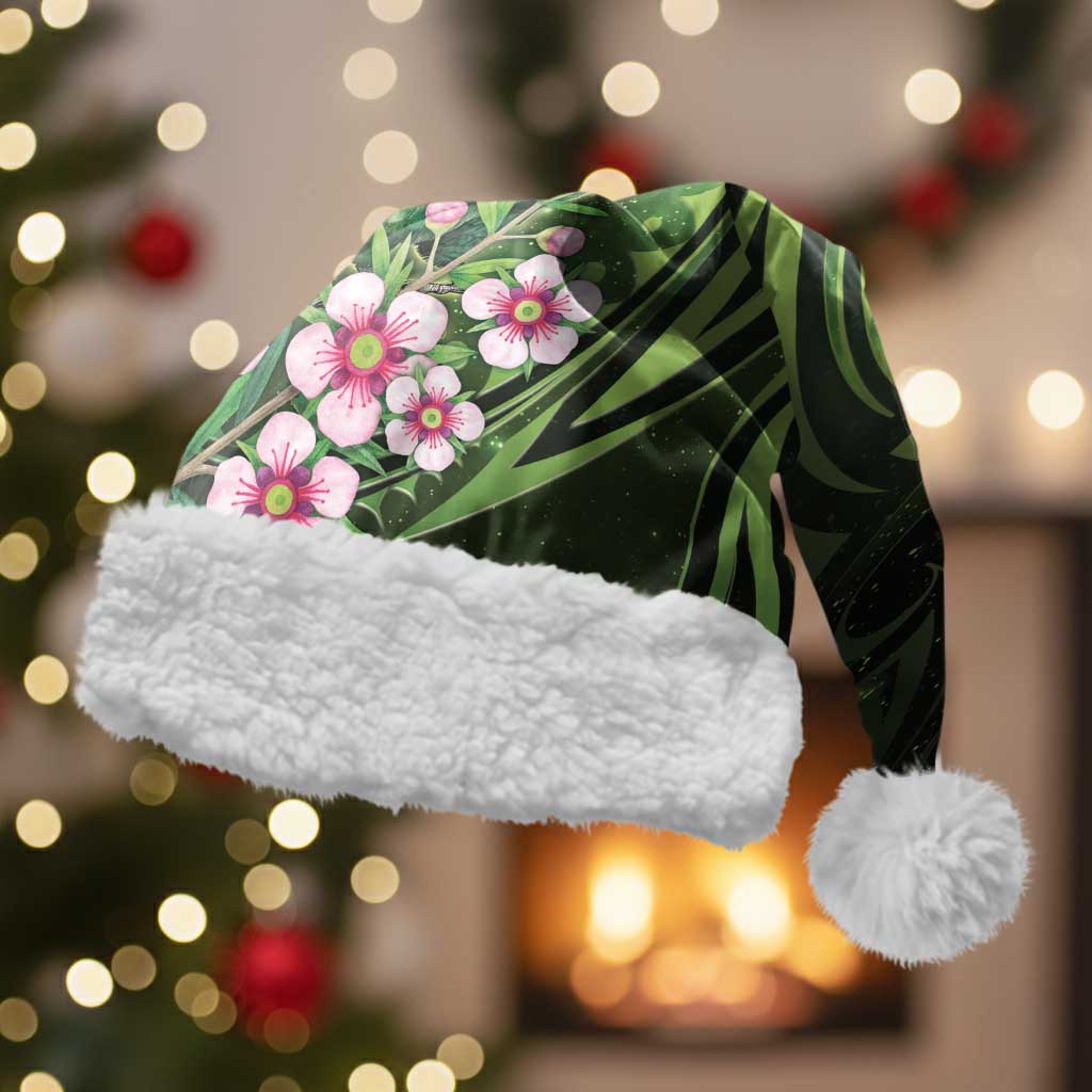 New Zealand Aotearoa Kakapo Christmas Santa Hat Maori Pattern With Manuka Galaxy Style LT05 With Fur Green - Polynesian Pride