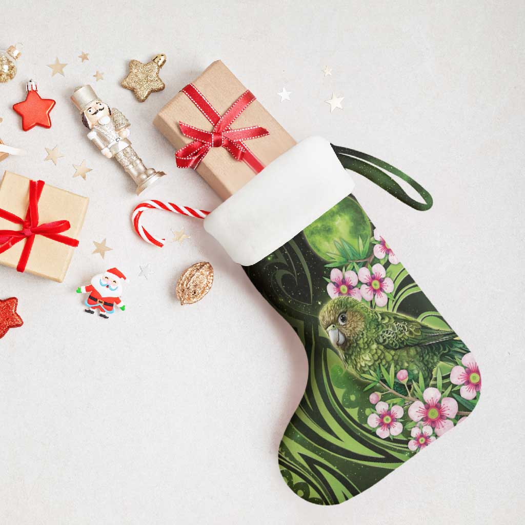 New Zealand Aotearoa Kakapo Christmas Stocking Maori Pattern With Manuka Galaxy Style LT05 - Polynesian Pride