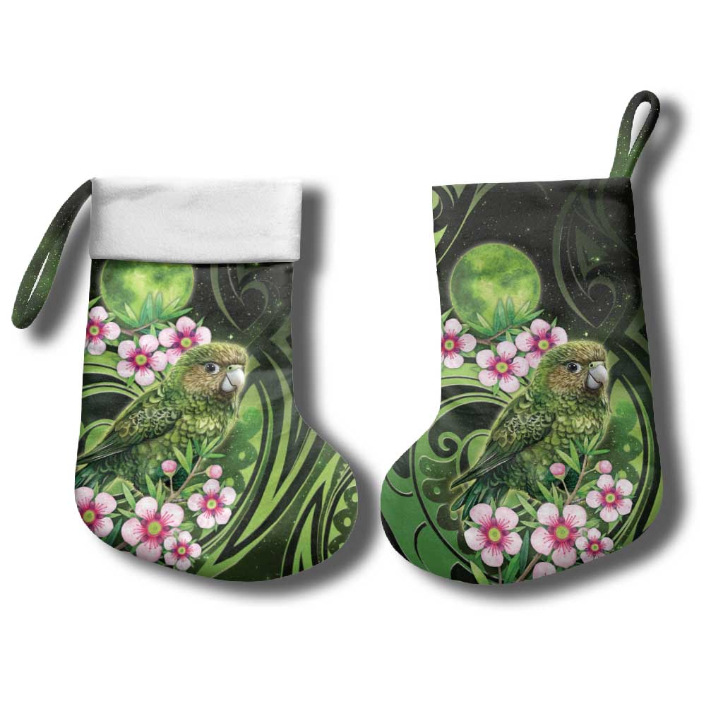 New Zealand Aotearoa Kakapo Christmas Stocking Maori Pattern With Manuka Galaxy Style LT05 - Polynesian Pride