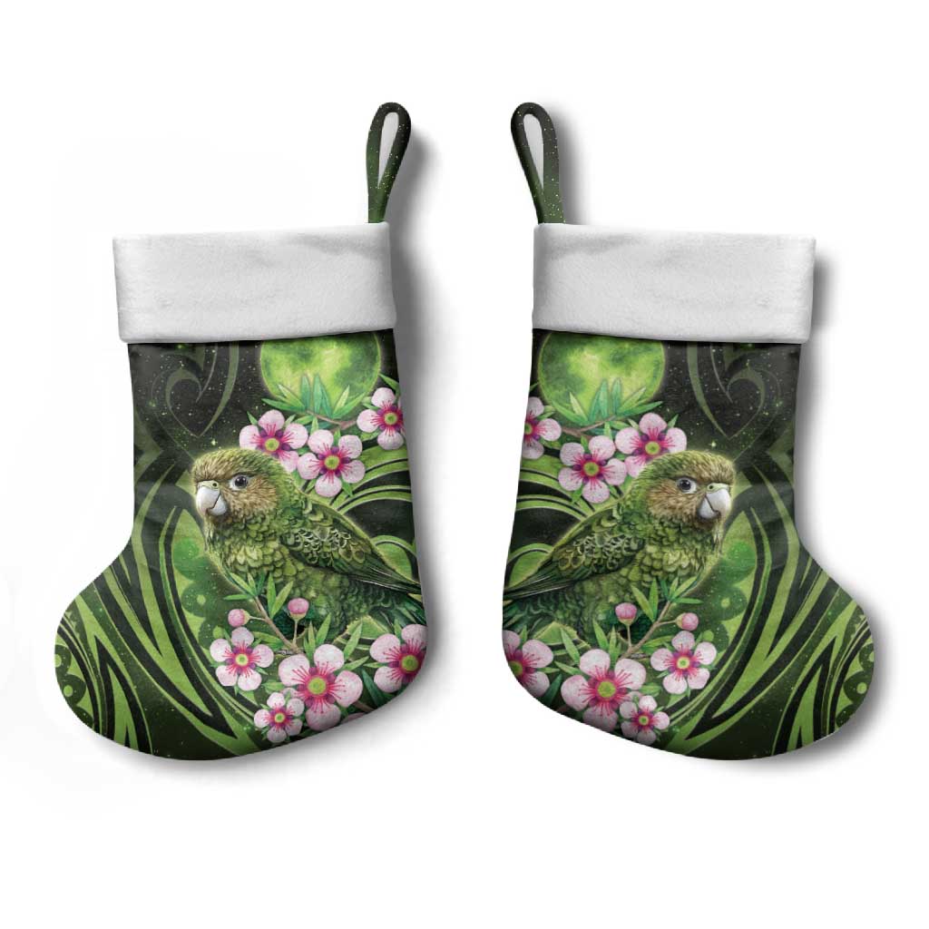 New Zealand Aotearoa Kakapo Christmas Stocking Maori Pattern With Manuka Galaxy Style LT05 - Polynesian Pride