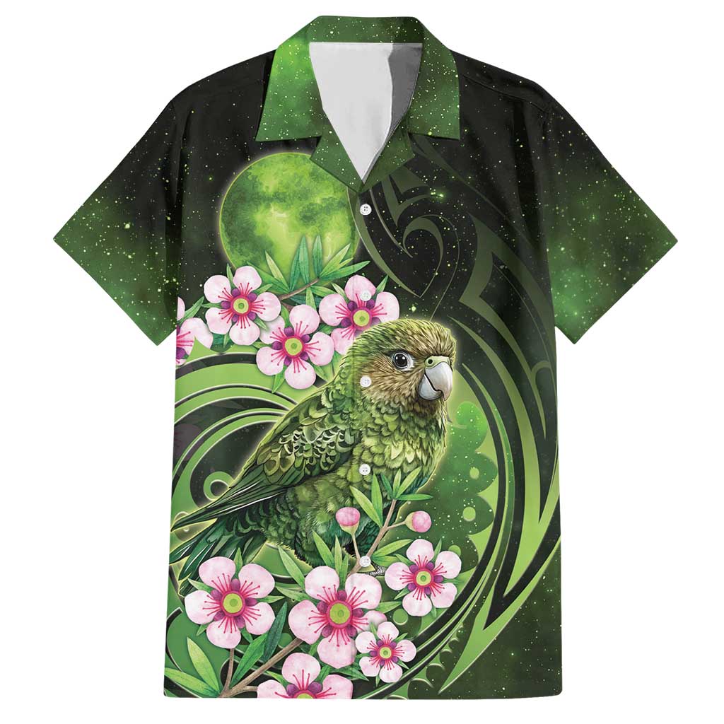 New Zealand Aotearoa Kakapo Hawaiian Shirt Maori Pattern With Manuka Galaxy Style LT05 Green - Polynesian Pride