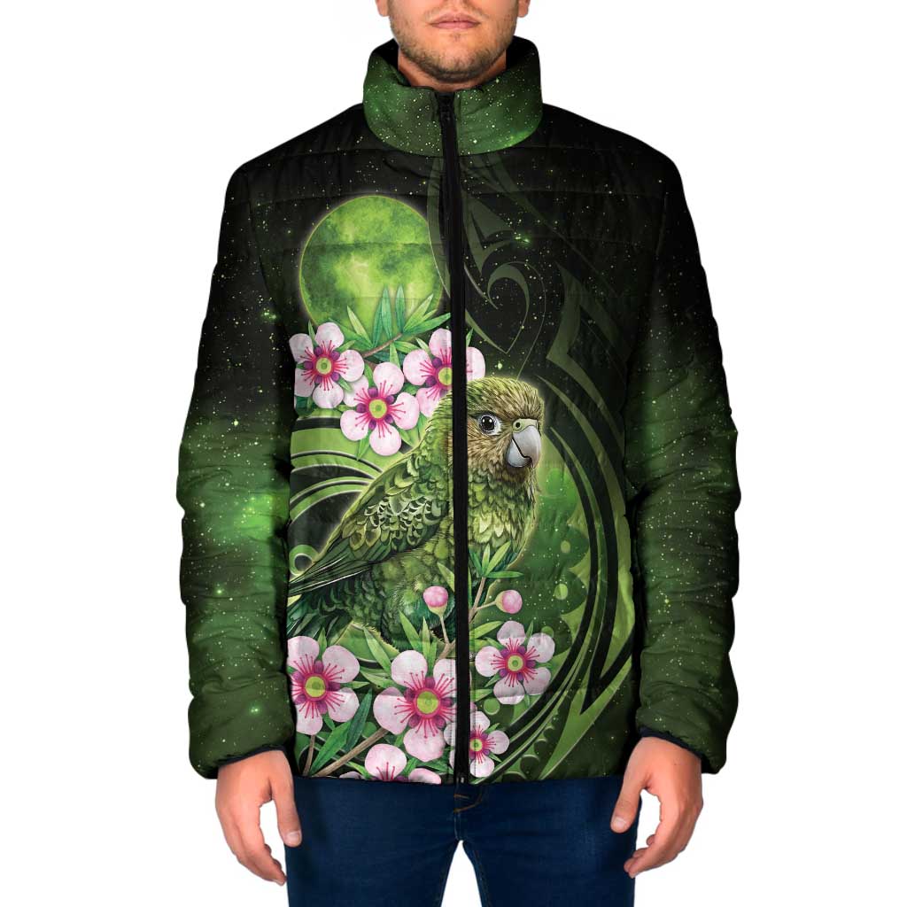 New Zealand Aotearoa Kakapo Padded Jacket Maori Pattern With Manuka Galaxy Style LT05 Men Green - Polynesian Pride