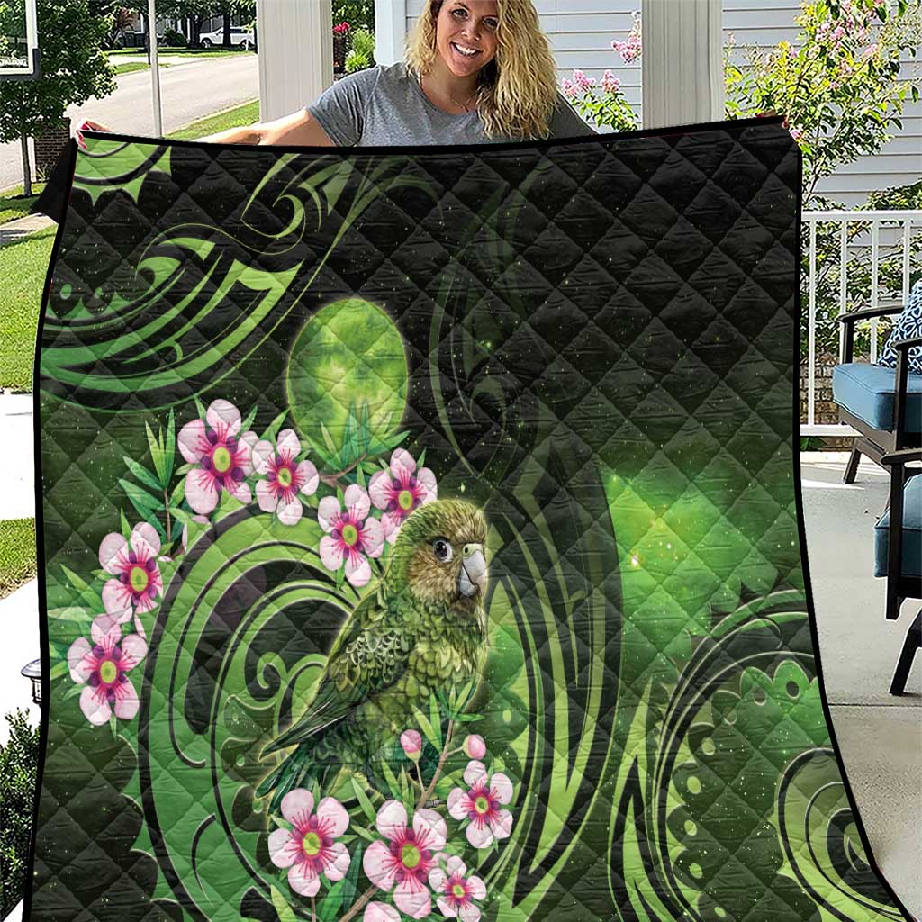 New Zealand Aotearoa Kakapo Quilt Maori Pattern With Manuka Galaxy Style LT05 Green - Polynesian Pride