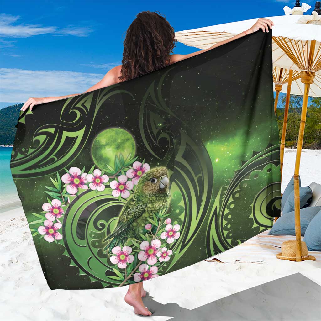New Zealand Aotearoa Kakapo Sarong Maori Pattern With Manuka Galaxy Style LT05 One Size 44 x 66 inches Green - Polynesian Pride