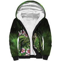 New Zealand Aotearoa Kakapo Sherpa Hoodie Maori Pattern With Manuka Galaxy Style LT05 Unisex Green - Polynesian Pride