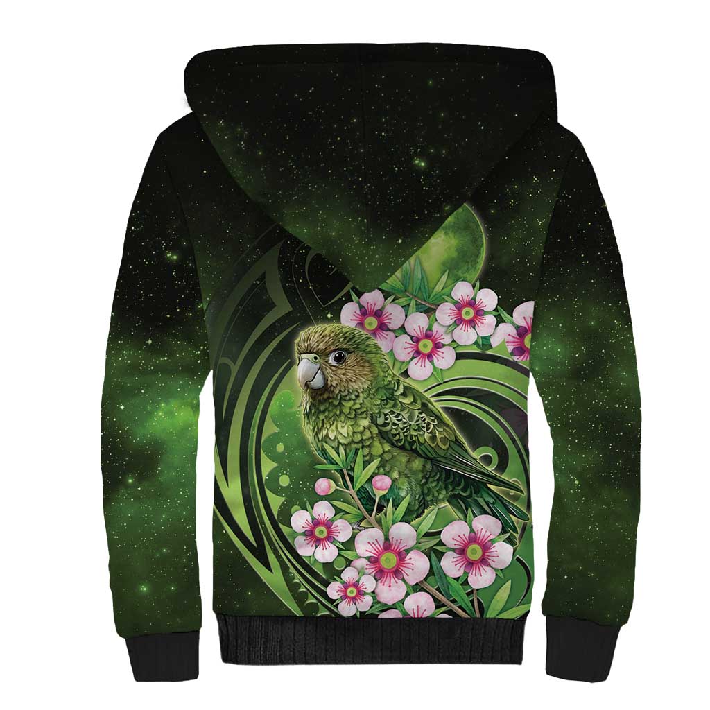 New Zealand Aotearoa Kakapo Sherpa Hoodie Maori Pattern With Manuka Galaxy Style LT05 - Polynesian Pride