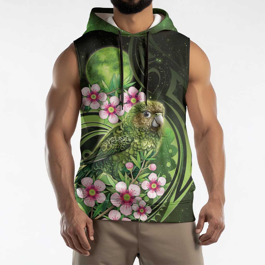 New Zealand Aotearoa Kakapo Sleeveless Hoodie Maori Pattern With Manuka Galaxy Style LT05 - Polynesian Pride