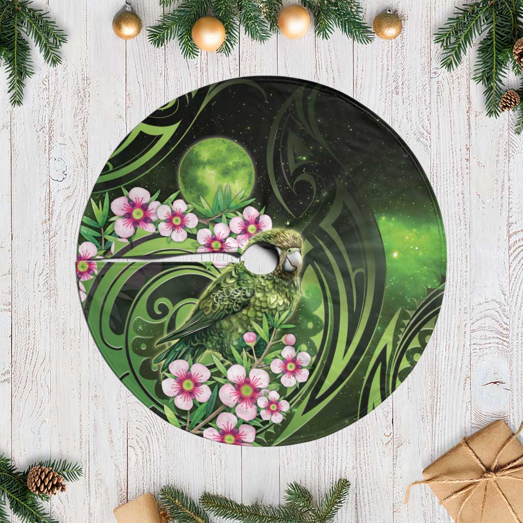 New Zealand Aotearoa Kakapo Tree Skirt Maori Pattern With Manuka Galaxy Style LT05 Casual Green - Polynesian Pride
