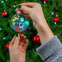 New Zealand Tui Bird Ceramic Ornament Maori Koru With Pohutukawa Galaxy Style LT05 - Polynesian Pride