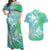 Couple Sea Turtle One Love One Heart Couples Matching Off Shoulder Maxi Dress and Hawaiian Shirt LT05 Aqua - Polynesian Pride