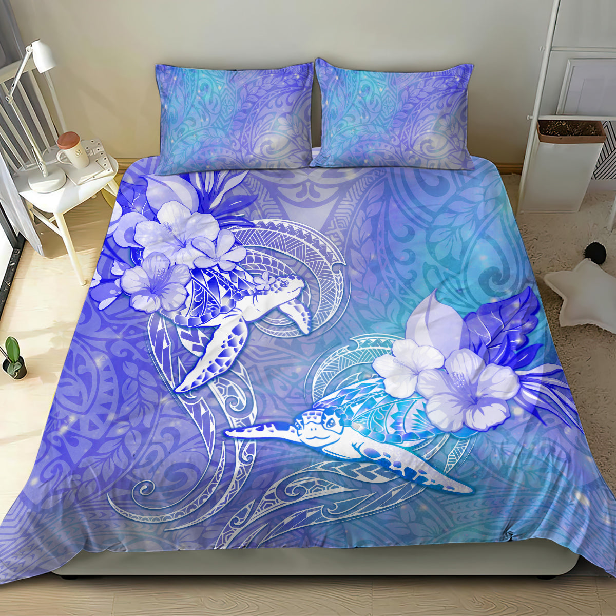 Couple Blue Sea Turtle Heart Love Bedding Set LT05 - Polynesian Pride