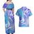 Couple Blue Sea Turtle Heart Love Couples Matching Off Shoulder Maxi Dress and Hawaiian Shirt LT05 - Polynesian Pride