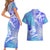 Couple Blue Sea Turtle Heart Love Couples Matching Short Sleeve Bodycon Dress and Hawaiian Shirt LT05 - Polynesian Pride