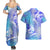 Couple Blue Sea Turtle Heart Love Couples Matching Summer Maxi Dress and Hawaiian Shirt LT05 - Polynesian Pride