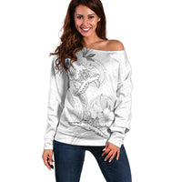 Polynesia Sea Turtle Couple Off Shoulder Sweater Happy Valentine Day White LT05 Women White - Polynesian Pride