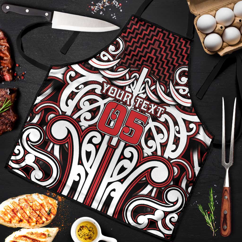 Custom Aotearoa Ngapuhi Apron Maori Tribal Pattern Mix Poutama LT05 Red - Polynesian Pride