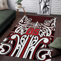 Custom Aotearoa Ngapuhi Area Rug Maori Tribal Pattern Mix Poutama LT05 Red - Polynesian Pride