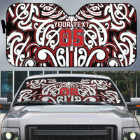 Custom Aotearoa Ngapuhi Auto Sun Shade Maori Tribal Pattern Mix Poutama LT05 Red - Polynesian Pride
