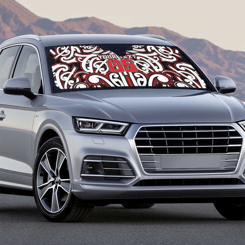 Custom Aotearoa Ngapuhi Auto Sun Shade Maori Tribal Pattern Mix Poutama LT05 - Polynesian Pride