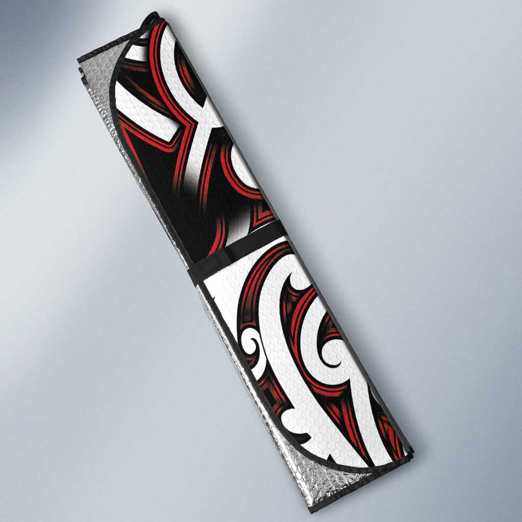 Custom Aotearoa Ngapuhi Auto Sun Shade Maori Tribal Pattern Mix Poutama LT05 - Polynesian Pride