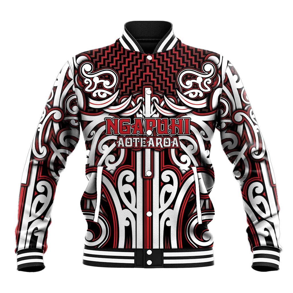 Custom Aotearoa Ngapuhi Baseball Jacket Maori Tribal Pattern Mix Poutama LT05 Unisex Red - Polynesian Pride