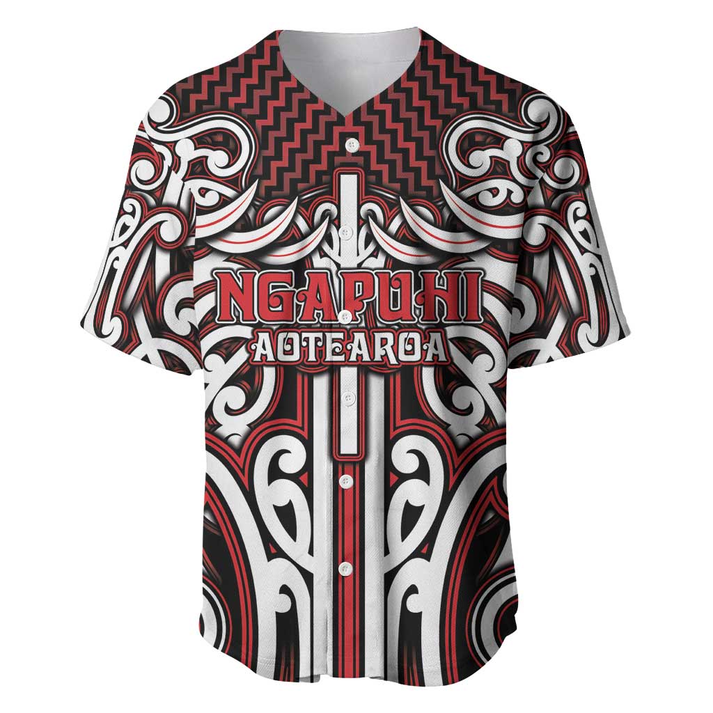 Custom Aotearoa Ngapuhi Baseball Jersey Maori Tribal Pattern Mix Poutama LT05 Red - Polynesian Pride