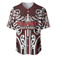 Custom Aotearoa Ngapuhi Baseball Jersey Maori Tribal Pattern Mix Poutama LT05 Red - Polynesian Pride