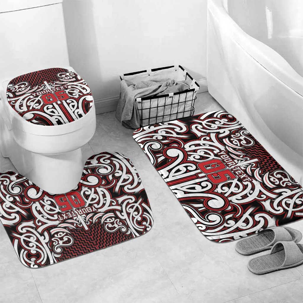 Custom Aotearoa Ngapuhi Bathroom Set Maori Tribal Pattern Mix Poutama LT05 Mat Set Only (3 pcs) One Size Red - Polynesian Pride